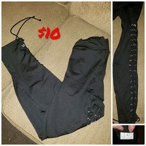 Black tie leggings